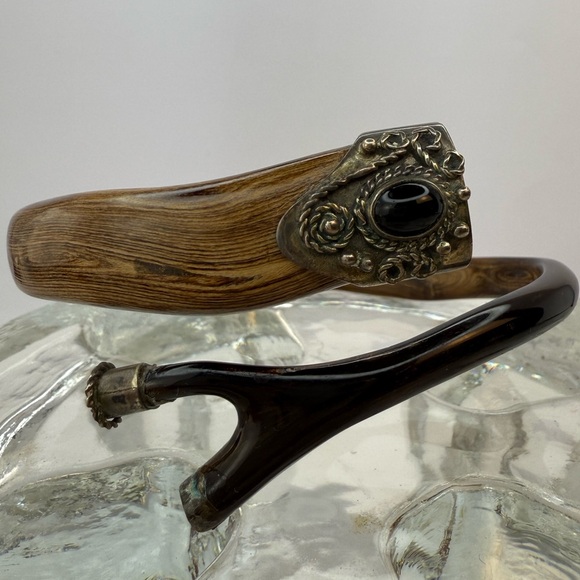 Rare antique wood and sterling silver bracelet - Picture 1 of 9